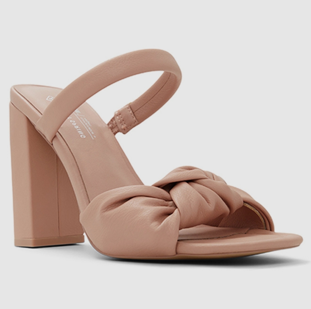 CALL IT SPRING - twisted knot square toe, block heel - RHIA sandals in pink